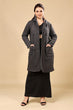 Grey Solid Double Breatsed Coat
