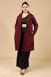 Maroon Solid Double Breatsed Coat