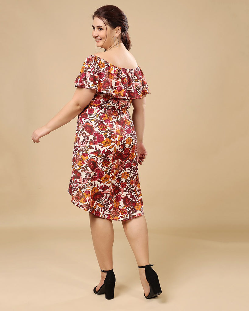 Model wearing Polyester Mini Dress with Pattern type: Floral-5