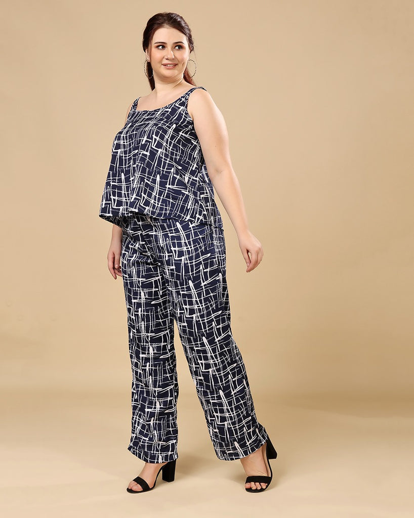 Model wearing Polyester Co-ord Set with Pattern type: Dash-2