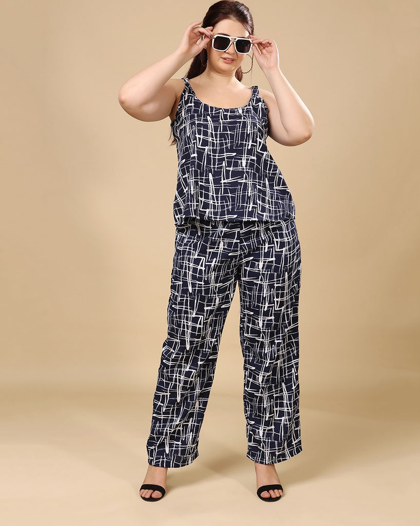 Model wearing Polyester Co-ord Set with Pattern type: Dash-6