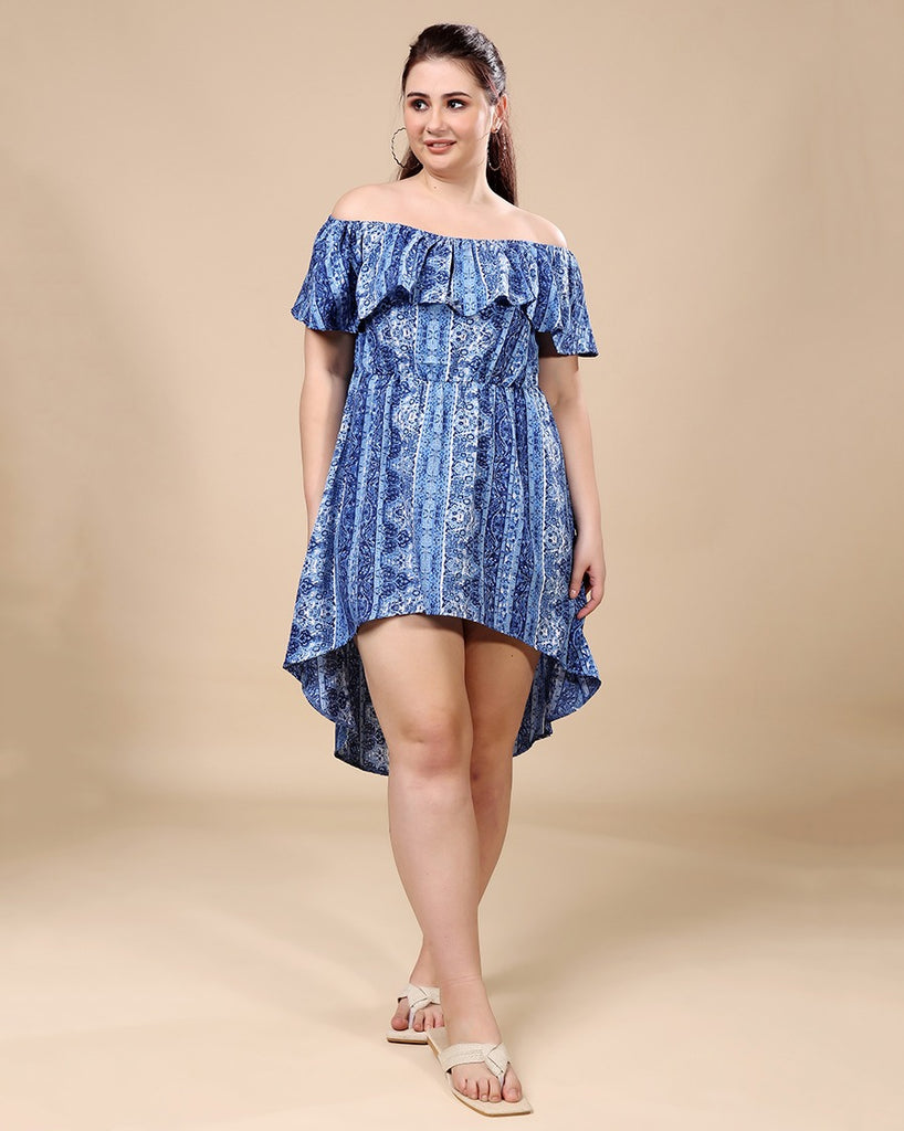 Model wearing Polyester Mini Dress with Pattern type: Ethnic-2