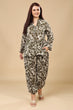 Olive Green Ethnic Printed Night Suit Set