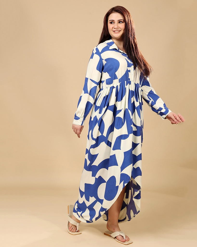 Model wearing Rayon Maxi Dress with Pattern type: Abstract-4