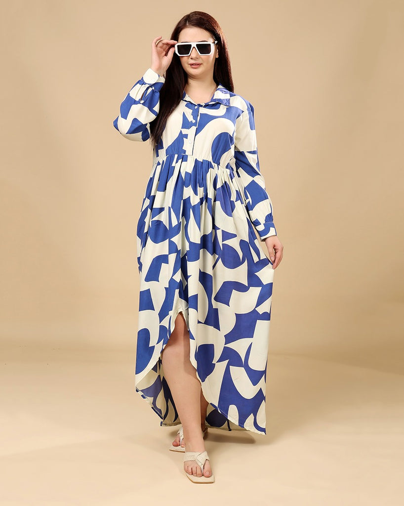 Model wearing Rayon Maxi Dress with Pattern type: Abstract-6