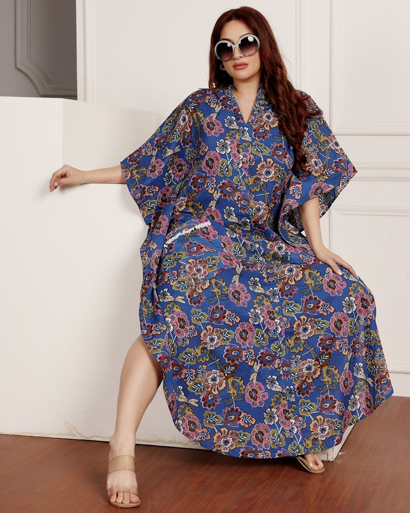 Model wearing Cotton Maxi Night Dress with Pattern type: Floral-6