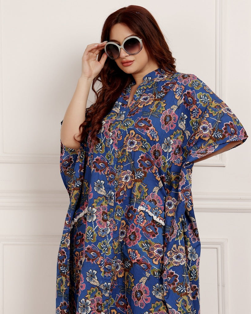 Model wearing Cotton Maxi Night Dress with Pattern type: Floral-7