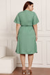 Green Solid Wrap Around Dress