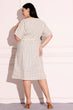 Off White & Blue Striped Midi Dress with Belt