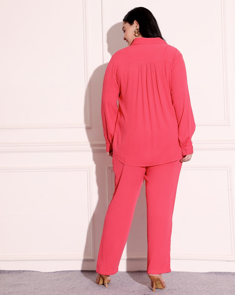 Model wearing Viscose Crepe Co-ord Sets with Pattern type: Solid-1