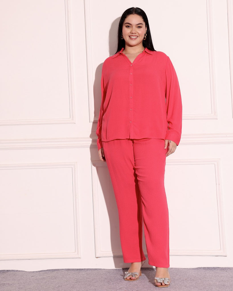 Model wearing Viscose Crepe Co-ord Sets with Pattern type: Solid-2