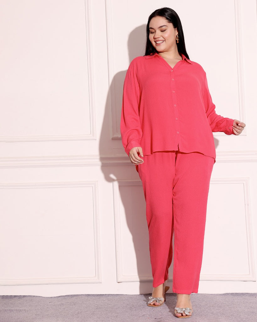 Model wearing Viscose Crepe Co-ord Sets with Pattern type: Solid-3