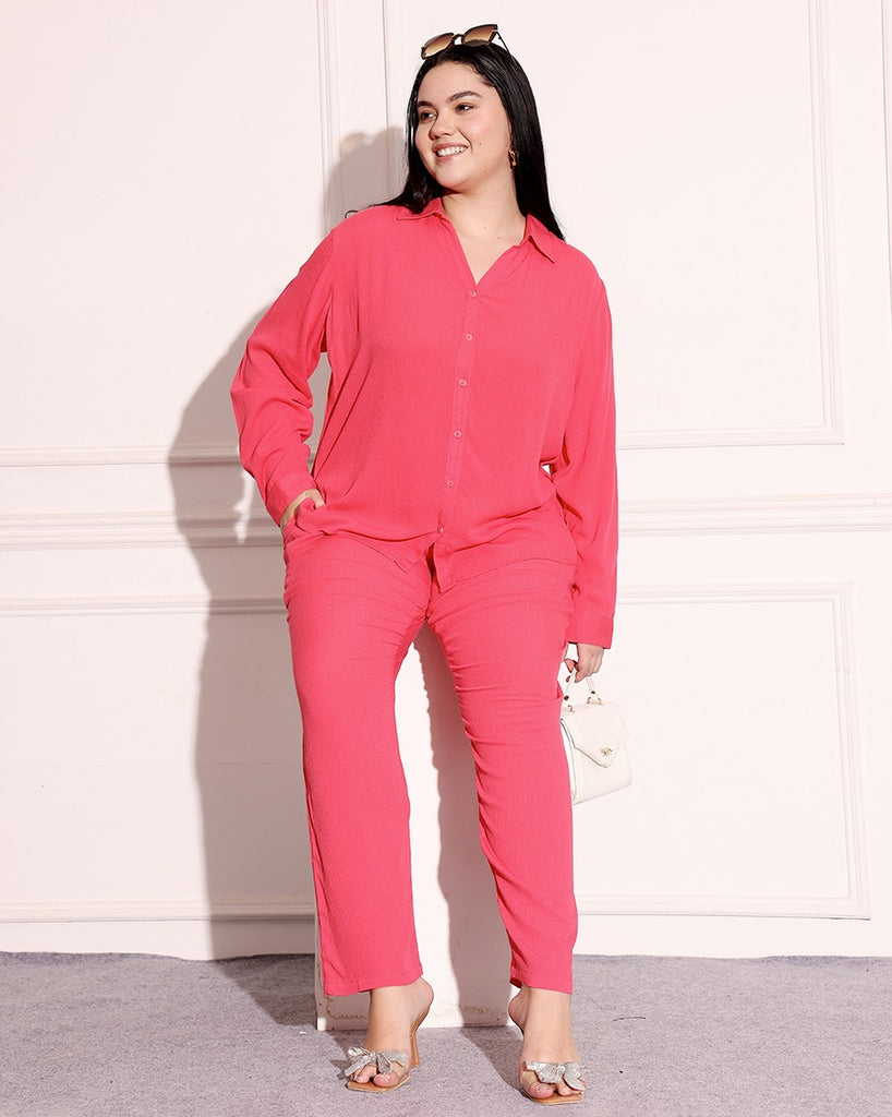 Model wearing Viscose Crepe Co-ord Sets with Pattern type: Solid-6