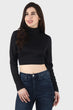 Black Solid Backless Tie Top with Long Sleeves