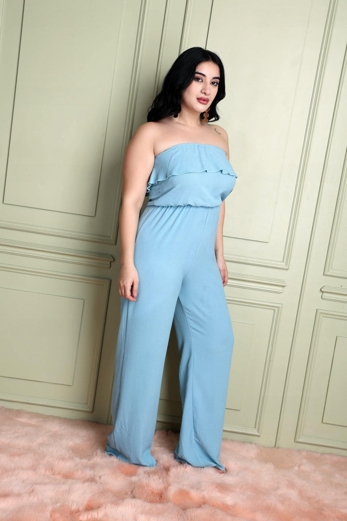 Model wearing Bubble Moss Jumpsuit with Pattern type: Solid-4
