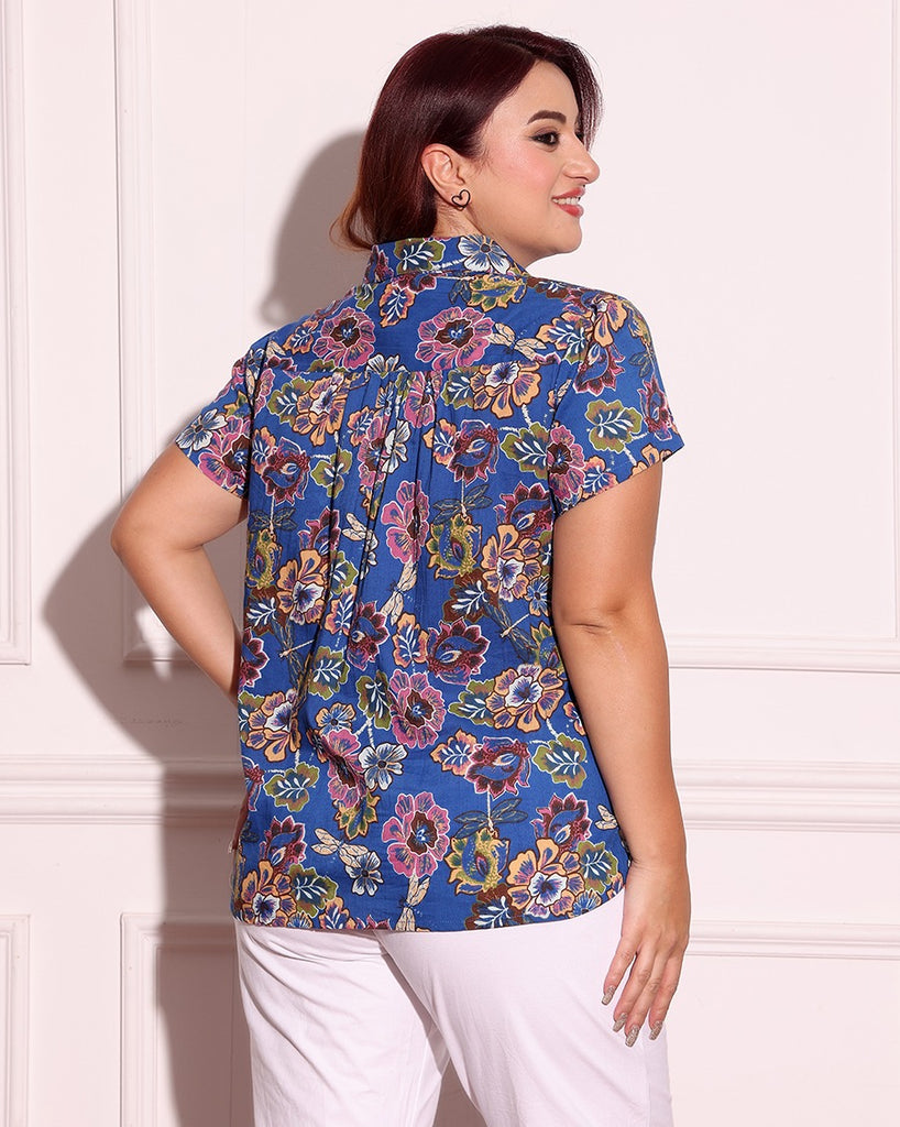 Model wearing Cotton Shirt with Pattern type: Floral-7