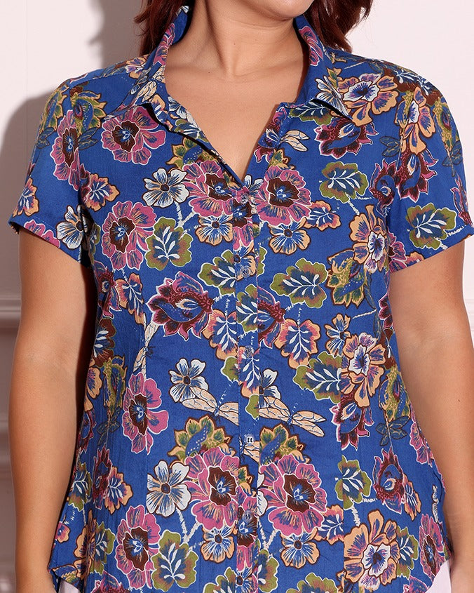 Model wearing Cotton Shirt with Pattern type: Floral-4