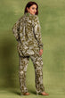 Olive Green White Floral Printed Co-ord Set