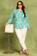 White & Green Cherry Printed Shirt