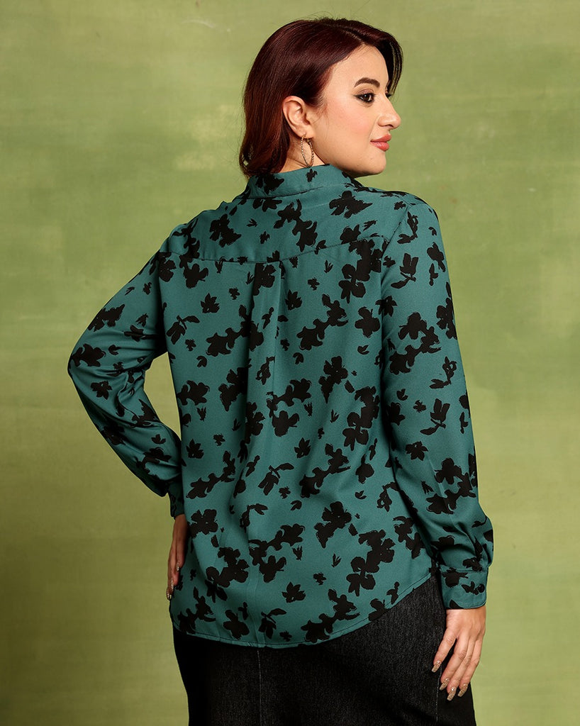 Model wearing Poly Crepe Shirt with Pattern type: Pebble-8