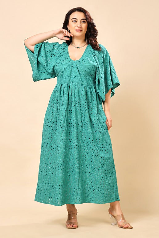 Model wearing Cotton Maxi Dress with Pattern type: Solid-9
