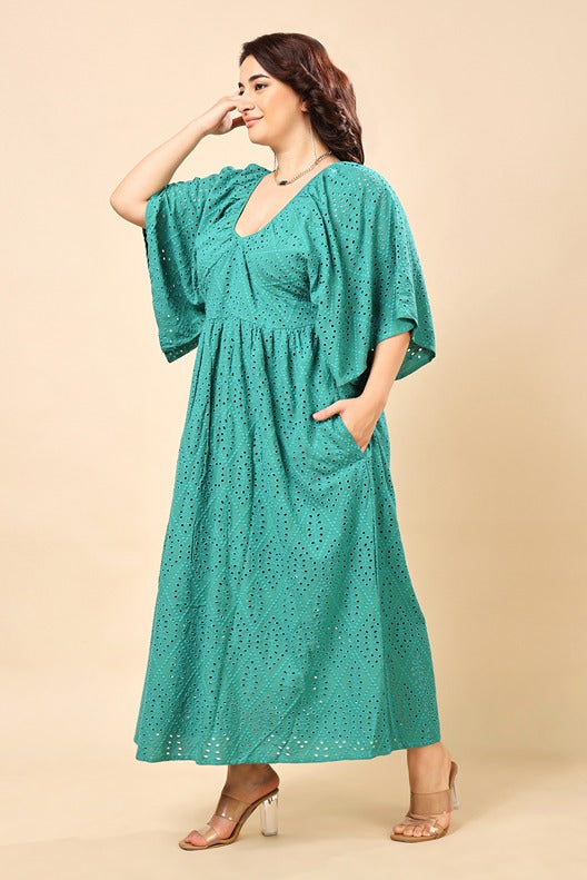 Model wearing Cotton Maxi Dress with Pattern type: Solid-10