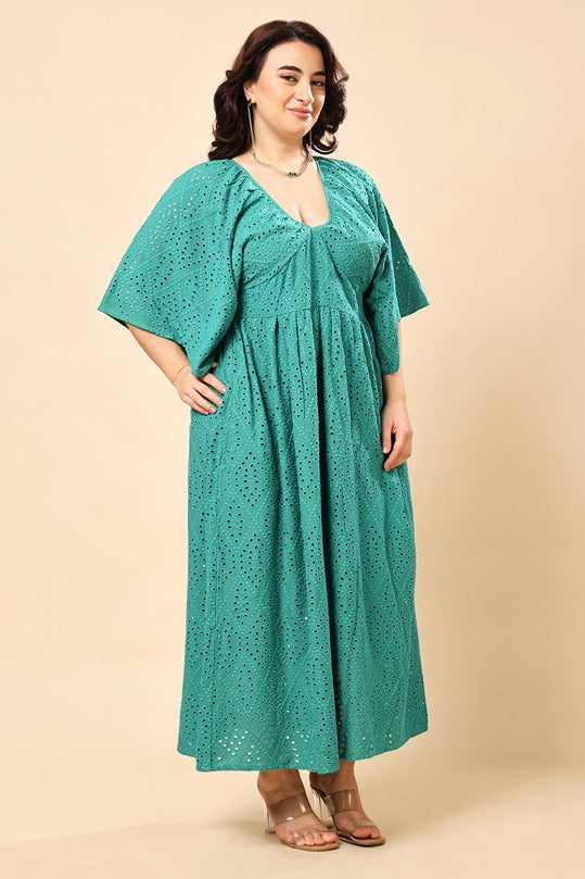 Model wearing Cotton Maxi Dress with Pattern type: Solid-13