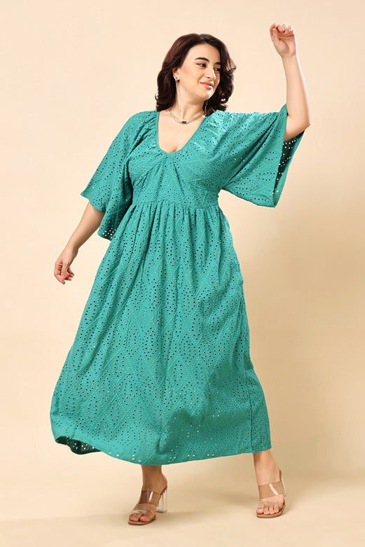 Model wearing Cotton Maxi Dress with Pattern type: Solid-14