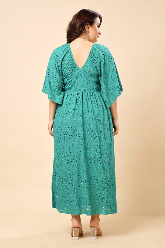 Model wearing Cotton Maxi Dress with Pattern type: Solid-15