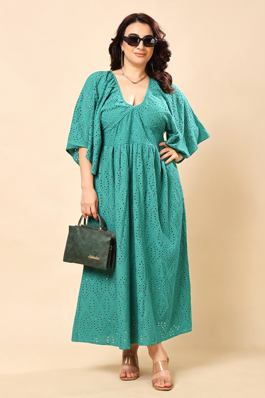 Model wearing Cotton Maxi Dress with Pattern type: Solid-16