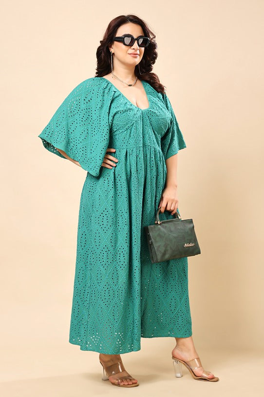 Model wearing Cotton Maxi Dress with Pattern type: Solid-12