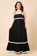 Solid Scallop Trim Maxi Dress