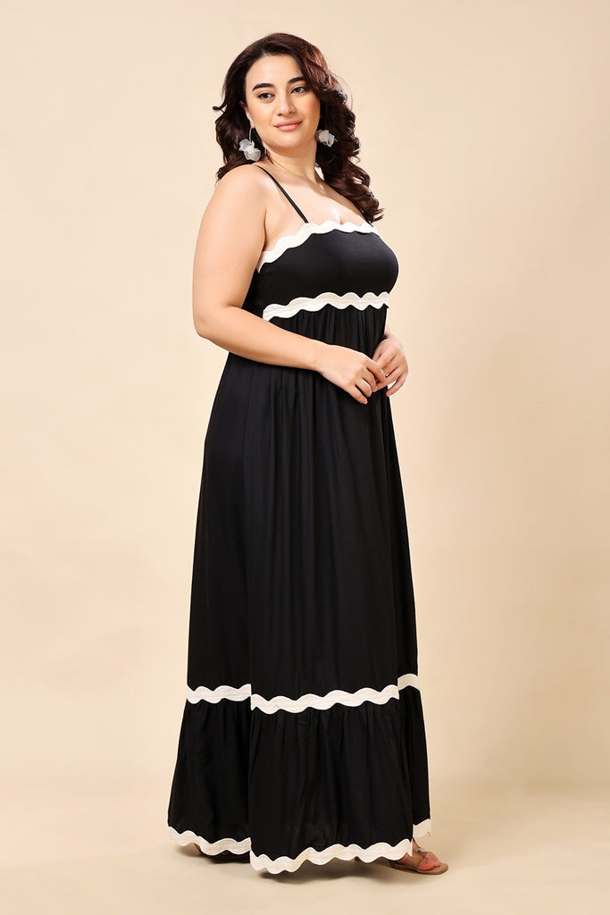 Model wearing Rayon Maxi Dress with Pattern type: Solid-2