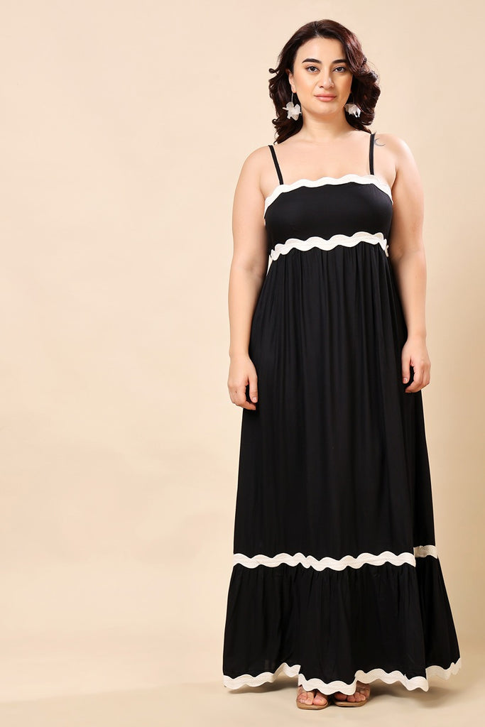 Model wearing Rayon Maxi Dress with Pattern type: Solid-4