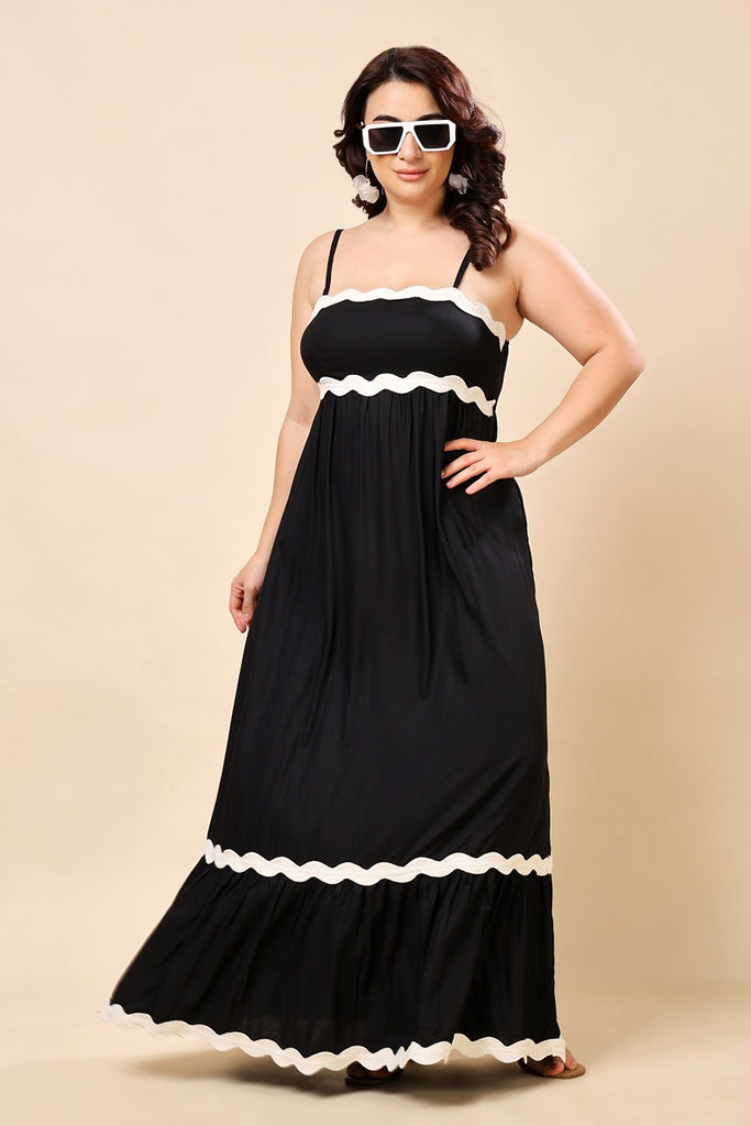 Model wearing Rayon Maxi Dress with Pattern type: Solid-8