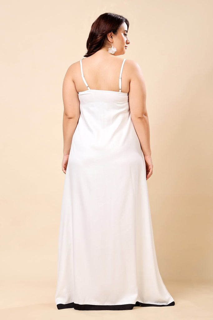 Model wearing Rayon Maxi Dress with Pattern type: Solid-5