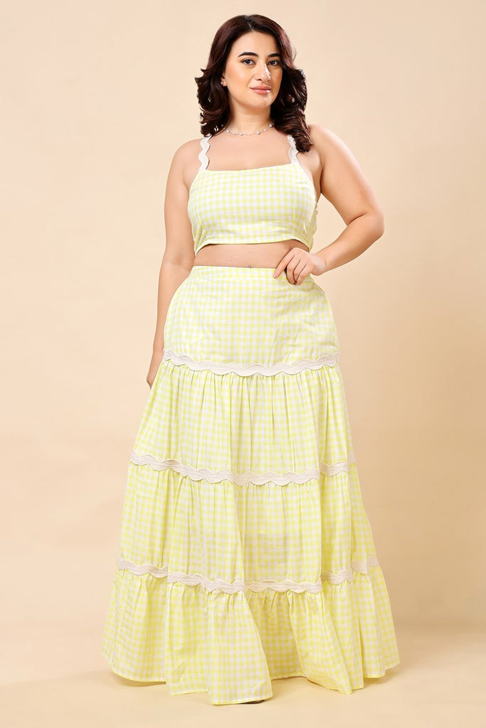 Model wearing Cotton Co-ord Set with Pattern type: Checked-1