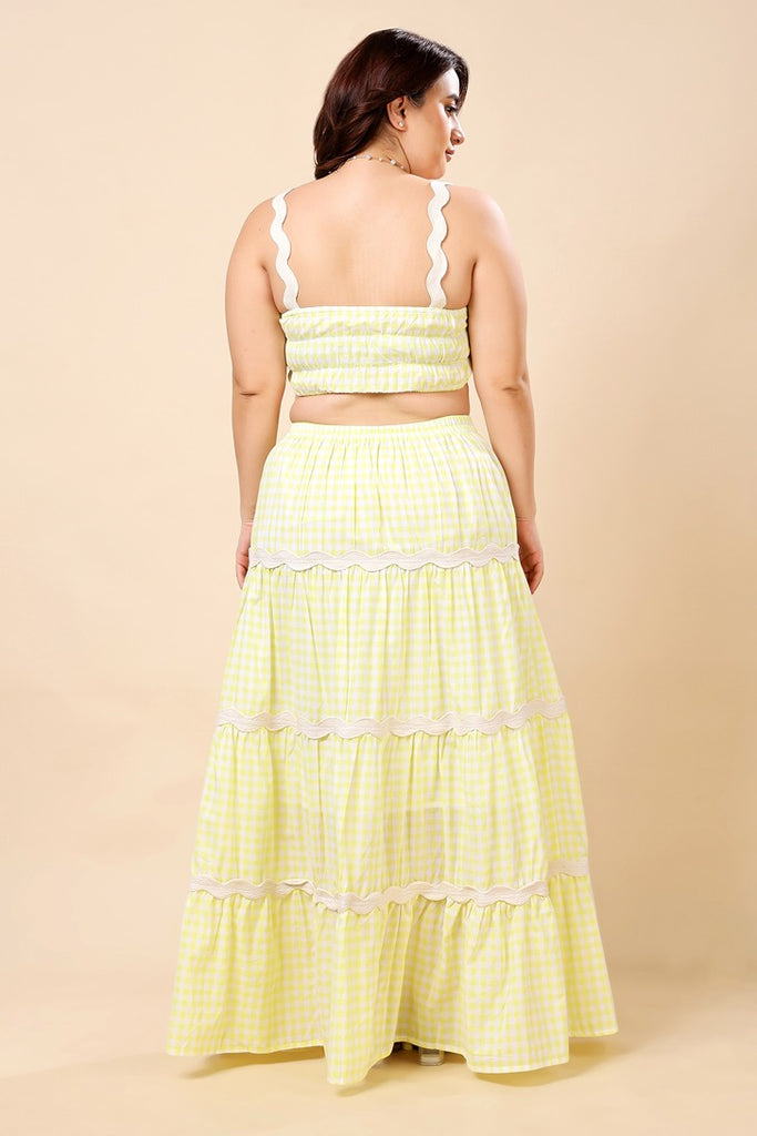 Model wearing Cotton Co-ord Set with Pattern type: Checked-6