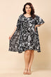 Black & Whtie Floral Printed Kaftan Dress