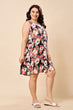 Black Abtsract Printed Dress with Cape