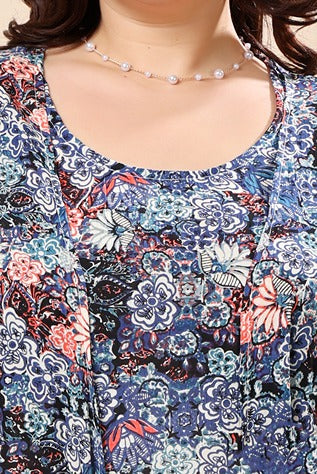 Model wearing Viscose Crepe Mini Dress with Pattern type: Floral-4