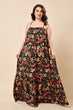 Black & Green Multicolored Floral Printed Maxi Dress