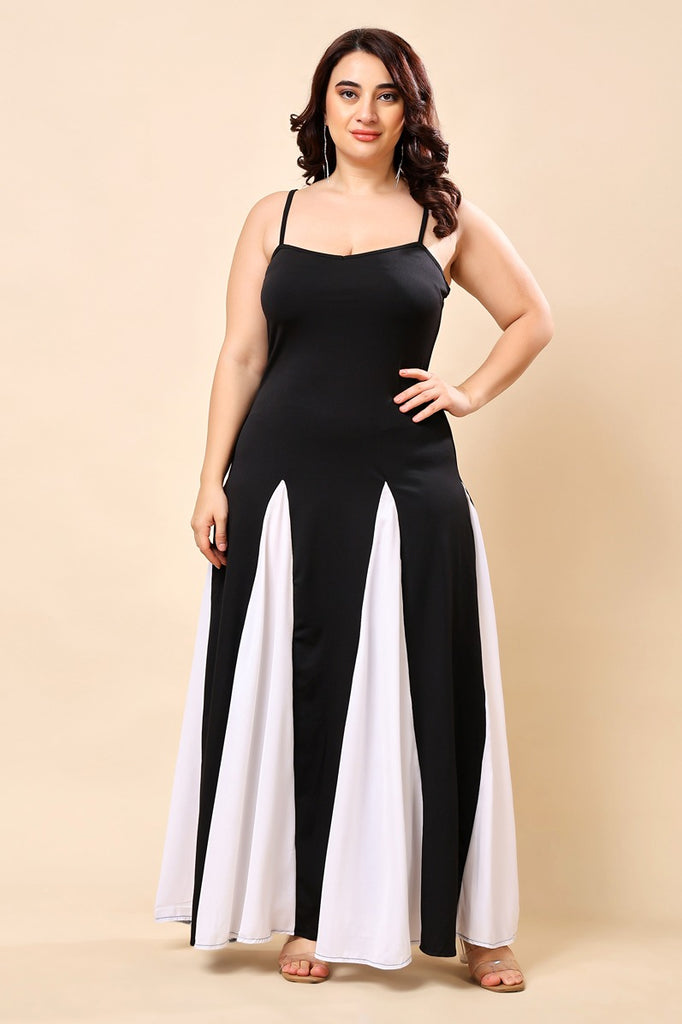 Model wearing Poly Lycra Maxi Dress with Pattern type: Solid-1