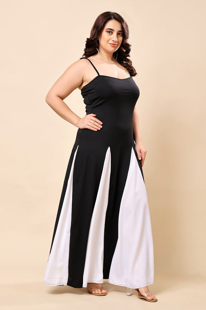 Model wearing Poly Lycra Maxi Dress with Pattern type: Solid-3