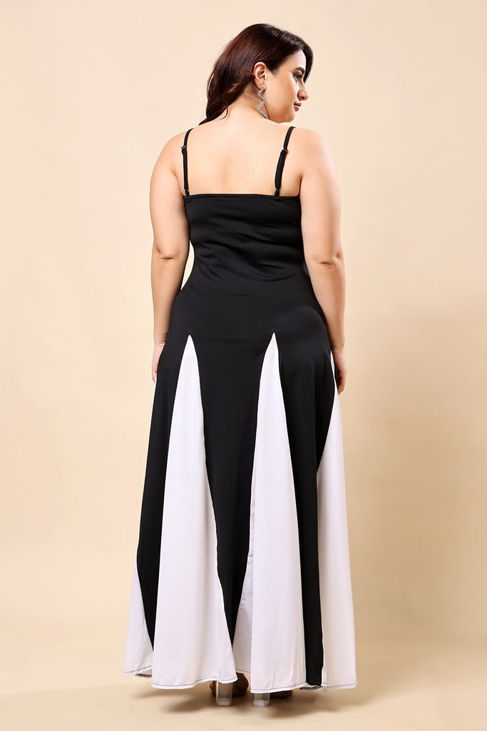 Model wearing Poly Lycra Maxi Dress with Pattern type: Solid-6