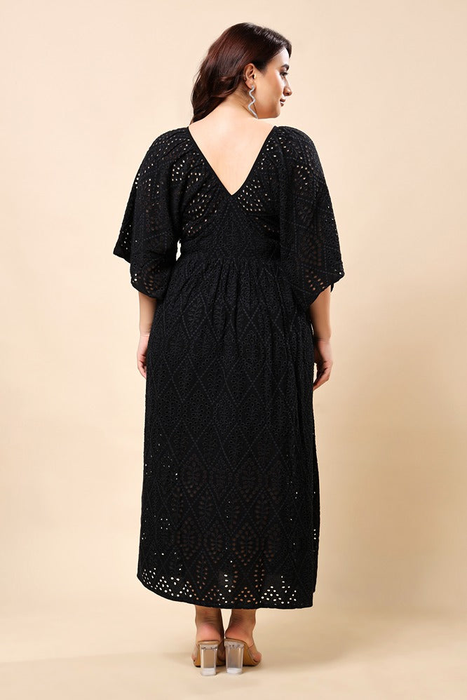 Model wearing Cotton Maxi Dress with Pattern type: Solid-5