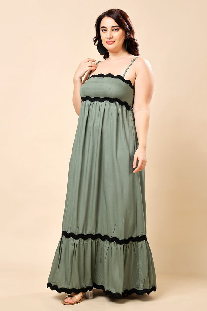 Model wearing Rayon Maxi Dress with Pattern type: Solid-11