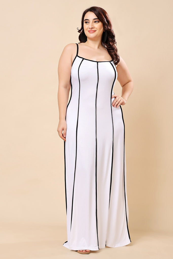 Model wearing Viscose Lycra Maxi Dress with Pattern type: Solid-1