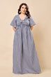 White & Black Checked Maxi Dress with Knot