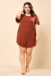 Brick Brown Solid Long T-shirt Dress